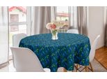 Abakuhaus Tovaglia Rotonda Con Motivi Floreali, Fiori E Foglie Romantici, Tovaglia Circolare Per Sala Da Pranzo E Cucina, 150 Cm, Blu Verde Acqua Scuro