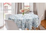 Abakuhaus Tovaglia Rotonda Con Foglie, Strisce Verdi Con Motivi Floreali, Tovaglia Circolare Per Sala Da Pranzo E Cucina, 150 Cm, Bianco Multicolore
