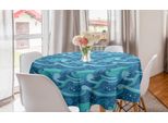 Abakuhaus Tovaglia Rotonda Ondulata, Oceanic Spritzer Blots Mare, Tovaglia Circolare Per Sala Da Pranzo, Decorazione Cucina, 150 Cm, Turchese Blu Mare