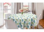 Abakuhaus Tovaglia Rotonda Esotica, Lucertole E Cactus Acquerellati, Tovaglia Circolare Per Sala Da Pranzo, Decorazione Cucina, 150 Cm, Blu Mare E Verde Lime