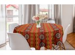 Abakuhaus Tovaglia Rotonda Arancione, Motivo Tradizionale, Tovaglia Circolare Per Sala Da Pranzo, Decorazione Per Cucina, 150 Cm, Arancione, Giallo E Bianco