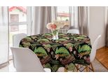 Abakuhaus Tovaglia Rotonda Tropicale, Lucertola Camaleonte Esotica, Tovaglia Circolare Per Sala Da Pranzo, Decorazione Cucina, 150 Cm, Grigio Antracite Multicolore