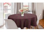Abakuhaus Tovaglia Rotonda Astratta, Motivo Psichedelico Retrò, Tovaglia Circolare Per Sala Da Pranzo, Decorazione Cucina, 150 Cm, Multicolore