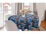 Abakuhaus Tovaglia Rotonda Colorata, Rose Floreali E Teschi, Tovaglia Circolare Per Sala Da Pranzo E Decorazione Della Cucina, 150 Cm, Blu, Rosso, Avorio