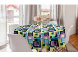 Abakuhaus Tovaglia Rotonda Astratta, Forme Geometriche Digitali, Tovaglia Circolare Per Sala Da Pranzo, Decorazione Per Cucina, 150 Cm, Multicolore