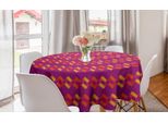 Abakuhaus Tovaglia Rotonda Astratta, Quadrati Colorati Tratteggiati, Tovaglia Circolare Per Sala Da Pranzo, Decorazione Cucina, 150 Cm, Magenta Scuro Multicolore