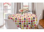Abakuhaus Tovaglia Rotonda Con Motivi Frutta, Stampa Con Mele Colorate Tagliate A Fette, Tovaglia Circolare Per Sala Da Pranzo E Cucina, 150 Cm, Multicolore