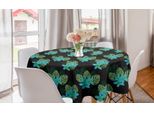 Abakuhaus Tovaglia Rotonda Tropicale, Foglie Esotiche E Plumeria, Tovaglia Circolare Per Sala Da Pranzo, Decorazione Cucina, 150 Cm, Grigio Antracite Multicolore