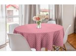 Abakuhaus Tovaglia Rotonda Orientale, Motivo A Quadrifoglio, Tovaglia Circolare Per Decorazione Sala Da Pranzo Cucina, 150 Cm, Rosa Pastello E Bianco