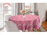 Abakuhaus Tovaglia Rotonda Con Fragole, Fiori Fruttati E Bacche, Tovaglia Circolare Per Decorare La Sala Da Pranzo E La Cucina, 150 Cm, Rosa Multicolore