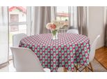 Abakuhaus Tovaglia Geometrica Rotonda, Astratta Bicolore Rotonda, Tovaglia Circolare Per Sala Da Pranzo, Decorazione Cucina, 150 Cm, Seafoam Magenta