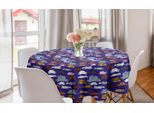 Abakuhaus Tovaglia Rotonda Con Animali, Tante Creature Che Dormono, Tovaglia Circolare Per Decorare La Sala Da Pranzo E La Cucina, 150 Cm, Indaco Multicolore