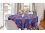 Abakuhaus Tovaglia Rotonda Con Rose, Petali E Rami, Tovaglia Circolare Per Sala Da Pranzo E Cucina, 150 Cm, Viola Blu Scuro Corallo