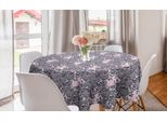 Abakuhaus Tovaglia Rotonda Con Motivi Floreali, Disegno A Campane Con Fiori Rampicanti, Tovaglia Circolare Per Sala Da Pranzo E Cucina, 150 Cm, Blu Petrolio Malva