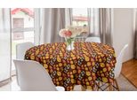 Abakuhaus Tovaglia Rotonda Autunnale, Foglie Autunnali E Pois, Tovaglia Circolare Per Sala Da Pranzo, Decorazione Cucina, 150 Cm, Bordeaux E Verde Menta