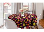 Abakuhaus Tovaglia Rotonda Con Motivi Fruttati, Ciliegia, Mela, Arancia, Pesca, Tovaglia Circolare Per Sala Da Pranzo, Decorazione Cucina, 150 Cm, Fucsia Scuro Multicolore
