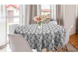 Abakuhaus Tovaglia Rotonda Con Motivi Floreali, Fiori Protea Monocromatici, Tovaglia Circolare Per Sala Da Pranzo E Cucina, 150 Cm, Grigio Antracite E Bianco