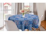 Abakuhaus Tovaglia Rotonda Con Motivi Floreali, Motivi Mandala Con Foglie, Tovaglia Circolare Per Sala Da Pranzo, Decorazione Per Cucina, 150 Cm, Viola, Blu, Rosa