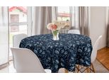 Abakuhaus Tovaglia Rotonda Botanica, Motivo Foglie Acquerellate, Tovaglia Circolare Per Sala Da Pranzo, Decorazione Cucina, 150 Cm, Blu Notte E Azzurro Cielo