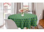 Abakuhaus Tovaglia Rotonda Astratta, Fiori Mandala Geometrici, Tovaglia Circolare Per Sala Da Pranzo, Decorazione Cucina, 150 Cm, Fern Green Teal