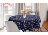 Abakuhaus Tovaglia Rotonda Con Caricature, Disegno Giocoso Ufo, Tovaglia Circolare Per Sala Da Pranzo E Decorazione Della Cucina, 150 Cm, Indaco E Multicolore