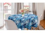 Abakuhaus Tovaglia Rotonda Con Motivi Floreali, Rose Blu, Tovaglia Circolare Per Sala Da Pranzo, Decorazione Per Cucina, 150 Cm, Blu Cielo