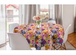 Abakuhaus Tovaglia Rotonda Con Motivi Floreali, Tema Primaverile Happy Flowers, Tovaglia Circolare Per Sala Da Pranzo E Cucina, 150 Cm, Multicolore