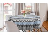 Abakuhaus Tovaglia Rotonda Astratta, Design Chevron Vintage, Tovaglia Circolare Per Sala Da Pranzo, Decorazione Cucina, 150 Cm, Azzurro Cielo Grigio Chiaro