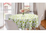 Abakuhaus Tovaglia Rotonda Con Motivi Floreali, Foglie Primaverili Su Rami, Tovaglia Circolare Per Sala Da Pranzo, Decorazione Per Cucina, 150 Cm, Verde Lime E Bianco