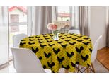 Abakuhaus Tovaglia Rotonda Hahn, Silhouette Su Pois, Tovaglia Circolare Per Sala Da Pranzo, Decorazione Cucina, 150 Cm, Giallo Coke Grigio