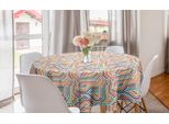 Abakuhaus Tovaglia Rotonda Astratta, Strisce Vivaci Moderne, Tovaglia Circolare Per Sala Da Pranzo, Decorazione Cucina, 150 Cm, Multicolore