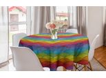 Abakuhaus Tovaglia Rotonda Astratta, Onde Arcobaleno Seigaiha, Tovaglia Circolare Per Sala Da Pranzo, Decorazione Cucina, 150 Cm, Multicolore