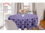 Abakuhaus Tovaglia Rotonda Vintage, Motivo Geometrico, Tovaglia Circolare Per Sala Da Pranzo, Decorazione Per Cucina, 150 Cm, Blu Viola Bianco
