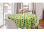 Abakuhaus Tovaglia Rotonda Astratta, Stelle Moderne, Tovaglia Circolare Per Sala Da Pranzo E Cucina, 150 Cm, Giallo Petrolio Blu