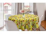 Abakuhaus Tovaglia Rotonda Vintage, Motivo Botanico, Tovaglia Circolare Per Sala Da Pranzo, Decorazione Per Cucina, 150 Cm, Giallo E Multicolore