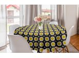 Abakuhaus Tovaglia Rotonda Gialla E Bianca, Finestre Come Forme, Tovaglia Circolare Per Sala Da Pranzo, Decorazione Cucina, 150 Cm, Taupe Scuro Terra Giallo