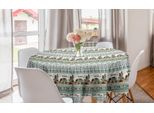 Abakuhaus Tovaglia Rotonda Etnica, Composizione, Tovaglia Circolare Per Sala Da Pranzo, Decorazione Cucina, 150 Cm, Verde Acqua Chiaro E Multicolore