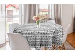 Abakuhaus Tovaglia Rotonda Tribale, Zigzag E Frecce BohéMien, Tovaglia Circolare Per Sala Da Pranzo, Decorazione Cucina, 150 Cm, Grigio Antracite E Bianco