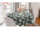 Abakuhaus Tovaglia Rotonda Con Motivi Floreali, Fiori E Foglie Astratti, Tovaglia Circolare Per Sala Da Pranzo E Cucina, 150 Cm, Grigio Salvia Chiaro Verde