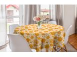 Abakuhaus Tovaglia Rotonda Con Motivi Floreali, Fiori Vivaci, Tovaglia Circolare Per Sala Da Pranzo E Cucina, 150 Cm, Calendula E Crema