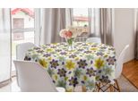 Abakuhaus Tovaglia Rotonda Con Fiori, Pois Creativi E Fiori, Tovaglia Circolare Per Decorare La Sala Da Pranzo E La Cucina, 150 Cm, Multicolore