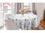 Abakuhaus Tovaglia Rotonda Botanica, Fiori, Erbe Aromatiche, Piante, Tovaglia Circolare Per Sala Da Pranzo, Decorazione Cucina, 150 Cm, Blu Ardesia Multicolore