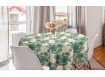 Abakuhaus Tovaglia Rotonda Vintage, Fiori Tratteggiati A Pois, Tovaglia Circolare Per Sala Da Pranzo, Decorazione Cucina, 150 Cm, Crema Multicolore