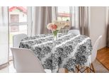 Abakuhaus Tovaglia Rotonda Con Motivi Floreali, Motivo Floreale Vintage, Tovaglia Circolare Per Sala Da Pranzo E Cucina, 150 Cm, Grigio Antracite E Bianco