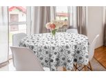 Abakuhaus Tovaglia Rotonda Astratta, Macchie Acquerellate, Tovaglia Circolare Per Decorazione Sala Da Pranzo Cucina, 150 Cm, Blu, Grigio, Grigio Scuro
