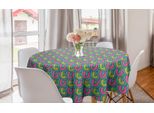 Abakuhaus Tovaglia Rotonda Astratta, Motivo Retrò Sovrapposto, Tovaglia Circolare Per Sala Da Pranzo, Decorazione Per Cucina, 150 Cm, Verde Mela Scuro