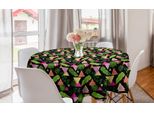 Abakuhaus Tovaglia Rotonda Tropicale, Foglie Esotiche Triangolari, Tovaglia Circolare Per Sala Da Pranzo, Decorazione Cucina, 150 Cm, Grigio Antracite Multicolore
