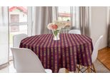 Abakuhaus Tovaglia Rotonda Astratta, Motivi Verticali Artistici, Tovaglia Circolare Per Sala Da Pranzo, Decorazione Per Cucina, 150 Cm, Prugna E Terra Di Siena Bruciata