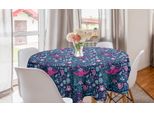 Abakuhaus Tovaglia Rotonda Per Asilo, Animali E Botanica, Tovaglia Circolare Per Sala Da Pranzo, Decorazione Per Cucina, 150 Cm, Multicolore