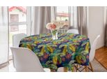 Abakuhaus Tovaglia Rotonda Tropicale, Foglie Di Palma Aloha Esotiche, Tovaglia Circolare Per Sala Da Pranzo, Decorazione Cucina, 150 Cm, Indaco E Multicolore